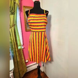 Modcloth Orange Black Spaghetti Strap Sundress